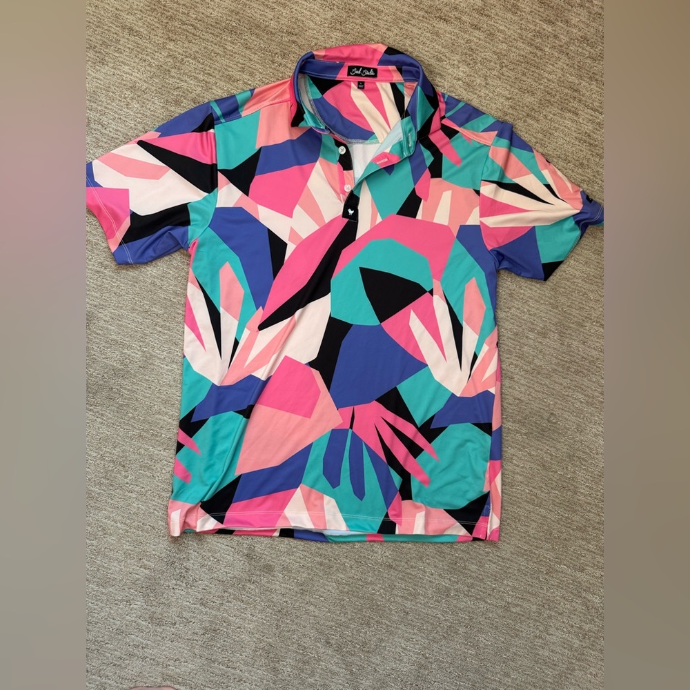 Bad Birdie Multicolor Abstract Polo